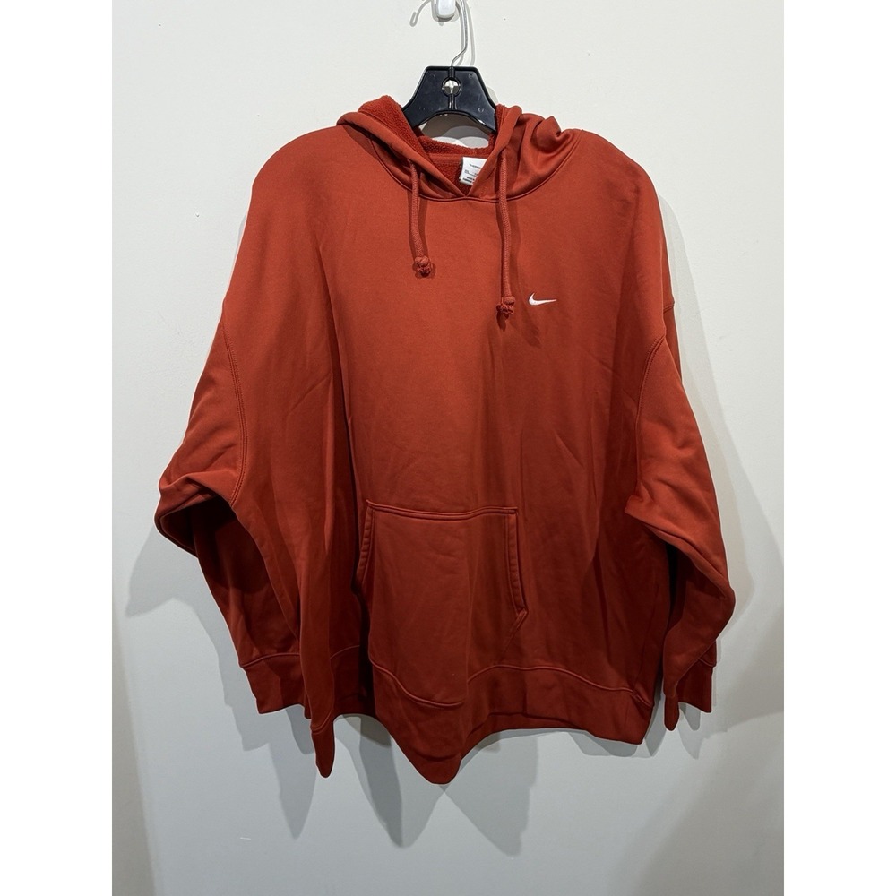 Nike Mens XXL Sweatshirt Hoodie Burnt Orange Embroidered White Swoosh